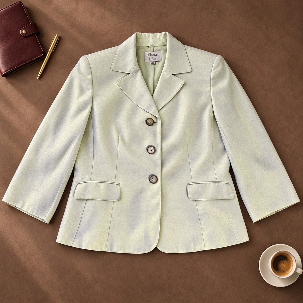 Collections for Le Suit Women's 14P Mint Green 3 Button Blazer Career Jacket